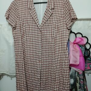 Modcloth Brown and White Checkered Dress